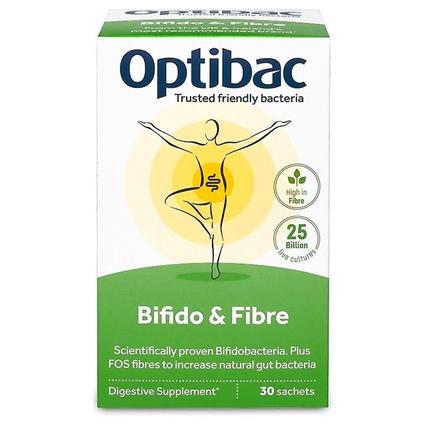 Bifidobactérias optiBac e sachês de fibra 30