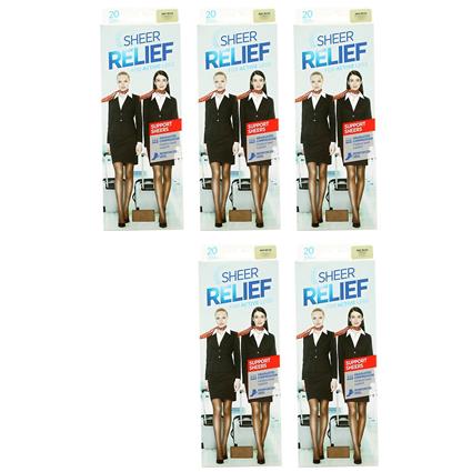 Sheer Relief 5 Pares Para Suporte de Pernas Ativas Sheers Mulheres Meias Meias Bege Bulk H32800 Extra tall