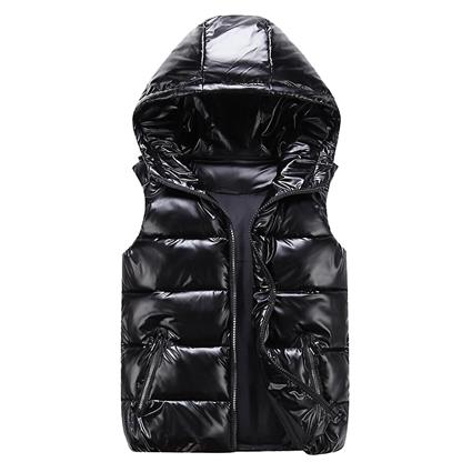 Sliktaa Unisex Brilhante Waterproof Sleeveless Jacket Colete Puffer Leve Preto 2XL