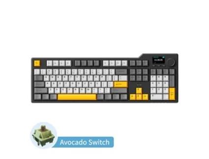 Teclado mecânico de três modos com visor teclado de escritório para jogos eixo abacate preto cinzento amarelo AJAZZ AK35I V3 MAX