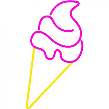Led Sign 40 Ice Cream (yellow/pink)