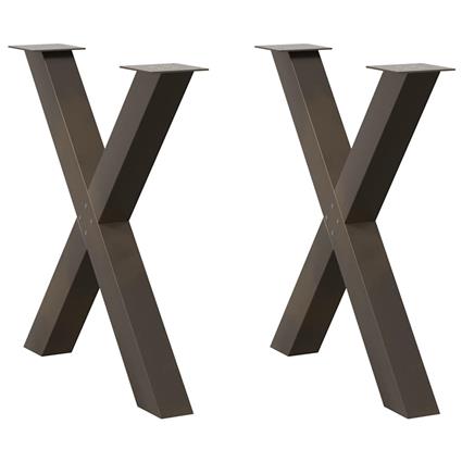 vidaXL Pernas p/ mesa de jantar 2 pcs forma X 80x(72-73)cm aço natural