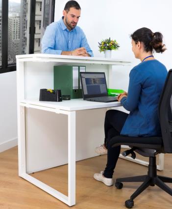 Balcão Receção 1400x800x1100mm Kclose Melamina Branca