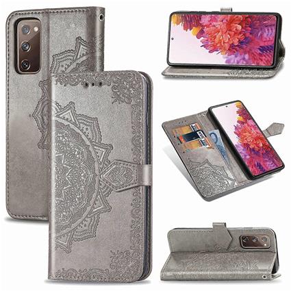 Gangxun Capa para Samsung Galaxy S20 FE Capa de Carteira de Couro Emboss Mandala Magnética Proteção Flip À Prova de Choque - Ouro Rosa Cinza A