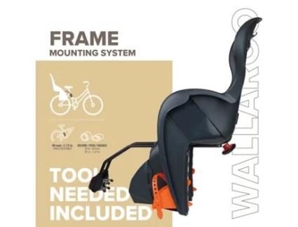Cadeira Bicicleta Fixação Quadro Traseira Walaroo Cinza Escuro/Laranja