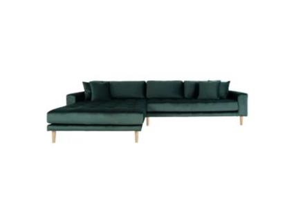 Sofá 3/4 Lugares Em Veludo Verde Escuro 4 Almofadas LIDO LOUNGE SOFA