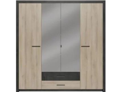 Armário - Carvalho Kronberg - 4 portas e 2 gavetas - Quarto - 198 x 203,1 x 56,6 cm DEMEYERE