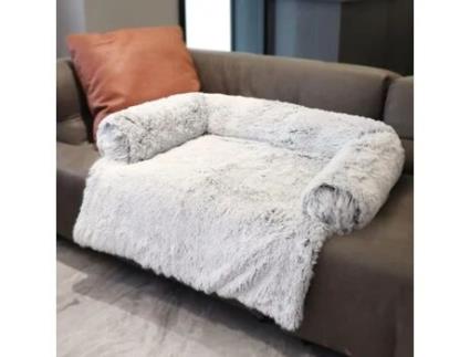 Cama de Pelúcia para Cães para Sofá Cinzento Claro BIGHUB