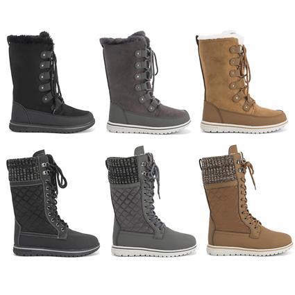 Polar Boot Womens térmico inverno neve chuva morna caminhadas impermeável, altura do joelho, botas UK 3-9 Cinza Nylon acolchoado Cardoso UK 6