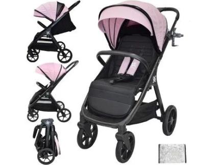 Twinly - Carrinho de Bebê Leve até 22kg Dobrável SPACELY, Carrinho Extra Grande e Confortável, Fácil de Dobrar, Capota XXL UPF-50, Capa de Chuva