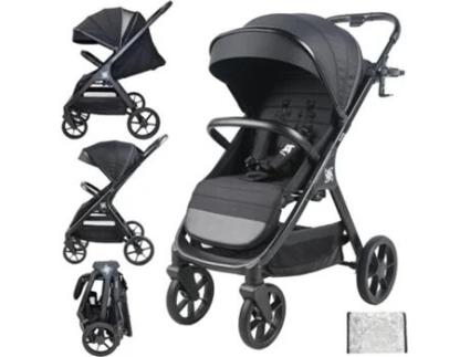 Twinly - Carrinho de Bebê Leve até 22kg Dobrável SPACELY, Carrinho Extra Grande e Confortável, Fácil de Dobrar, Capota XXL UPF-50, Capa de Chuva