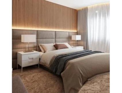 Cama Estofada Com Estrado MARTE 190X140 CM - Bege
