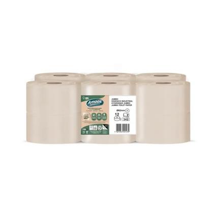 Papel Higiénico (Jumbo) 120mts 2Fls Amoos Naturally Soft Pasta Crua 12un