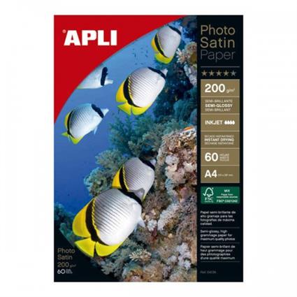 Papel Fotográfico Apli Photosatin A4 200g 60 Folhas