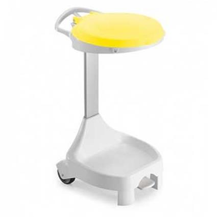 Contentor 120L Smile W-70 c/Pedal e Rodas Branco com tampa Amarelo
