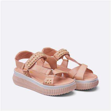 Sandálias com plataforma, em pele, Mjus