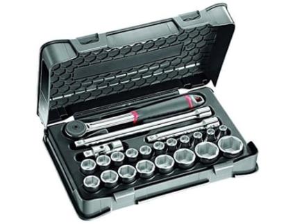 Sortido De Chaves Sextavadas Usag 606 1/2 Ea 19 Chaves, 2 Extensões, 1 Catraca, 1 Junta Universal