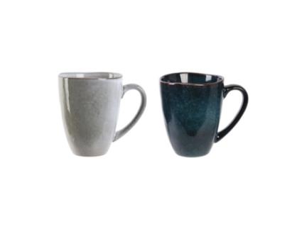 Canecas SABOR E DEGUSTAÇÃO - Ao longo do tempo - 300 ml - Cinza e azul - Cerâmica artesanal única