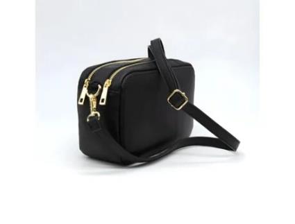 Bolsa de Ombro Roma Couro Genuíno Preto 24X15X9 Cm SOTEIRA