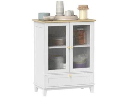 Aparador Mdf E Melamina De Madeira Cor Blanco 68x35x85 Cm Homcom
