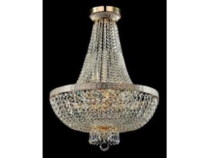 Lustre Grande Em Ouro E Cristal, 8 Luzes, E14 Bella
