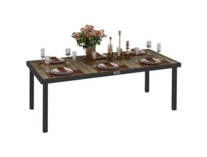 Mesa De Jardim Alumínio E Plástico Cor Bicolor 190x90x74 Cm Outsunny