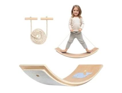 Balance Board Para Crianças Com Proteção Para Os Dedos, Balance Board Montessori Com Corda/antiderrapante/feltro Leogreen