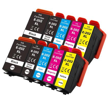 2 Conjunto de 5 cartuchos de tinta para substituir Epson 202XL Compatível/não-OEM de Go Inks (10 tintas) Preto/Foto Preto/Cyan