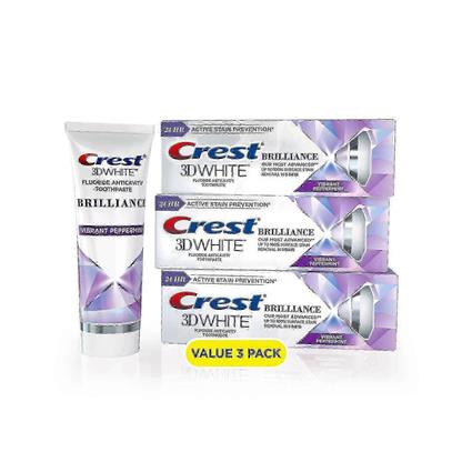Crest 3d White Brilliance + Pasta de Dente Anticárie com Flúor, 3.9 Oz X 3 Ea