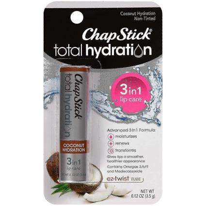 Chapstick Total Hydration 3-em-1 Com Omega, Hidratação de Coco, 0.12 Oz