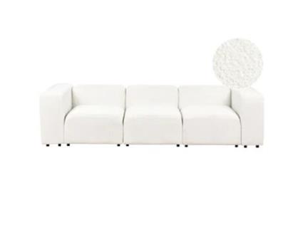 Sofá estofado em tecido bouclé moderno BELIANI Falsterbo de Bouclé Branco 278x105x70