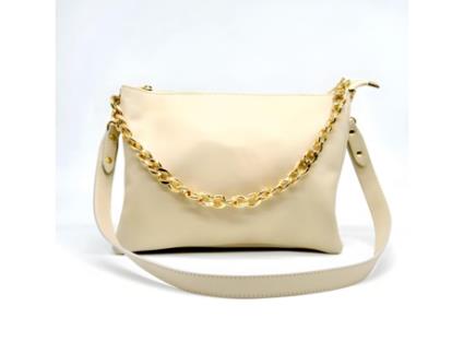 Bolsa de Ombro Torino Couro Genuíno Bege 33X24X16 Cm SOTEIRA