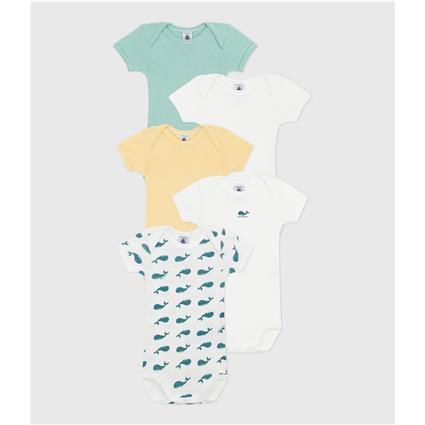 Lote de 5 bodies de mangas curtas, Petit Bateau
