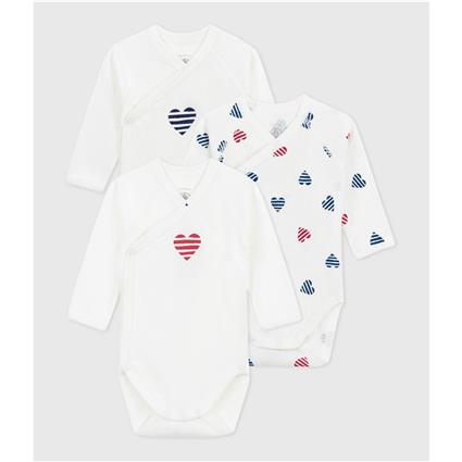 Lote de 3 bodies de mangas compridas, Petit Bateau