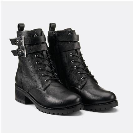 Botas com atacadores Davina, em pele granulada, Cosmoparis