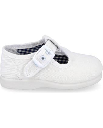 Sapatos de Menino ANDREA RUIZ 952 PEPITOS LONA NIÑO BLANCO