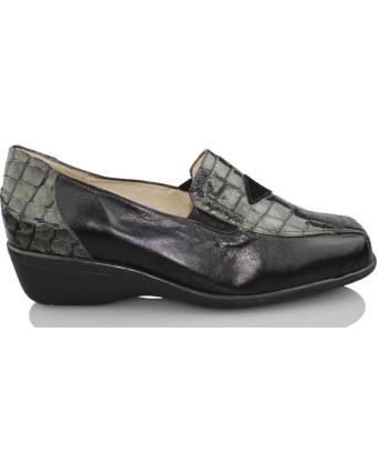 Mocassins de Mulher SANA PIES COMODOS CHAROL NEGRO