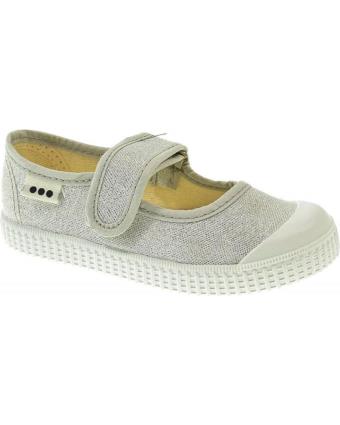 Pantufas de Menina e Menino POTOMAC MERCEDES BRILLANTE VELCRO PLATEADO