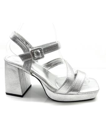 Sandálias de Mulher BUONAROTTI SANDALIAS FIESTA TACON ALTO TIRAS HEBILL PLATEADO