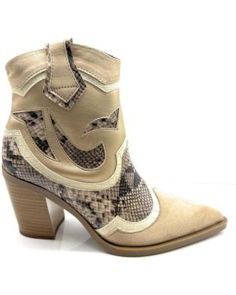 Botins de Mulher CHIC VISION BOTIN COWBOY COMBI SERPIENTE TACON CORIN BEIGE