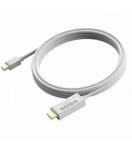 Professional INSTALLATION-GRADE Mini Displayport to Hdmi Cable - 4K 60HZ - Gold Connectors -SUPPORTS Hotplug - MDP (M) to Hdmi (M) - Outer Diameter 5.0 MM - 28 AWG - 2 M - White