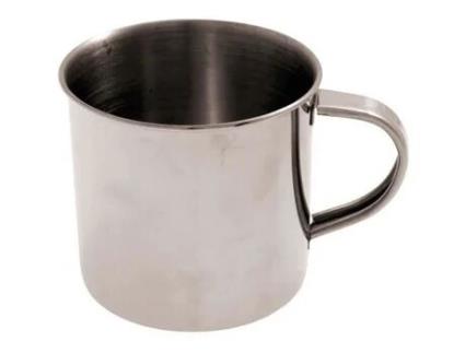 Caneca Aço Inox Parede Simples Cao 35cl Altura 7,7 cm Peso 74g Cor Cinza