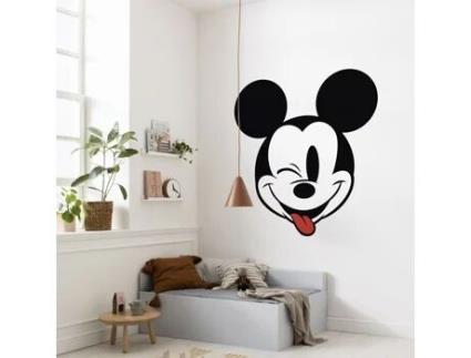 Adesivo De Parede Komar Disney Dot Cabeça Do Mickey 125 X 125 Cm Intissé Vermelho, Preto, Branco