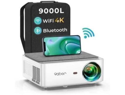 Projetor de vídeo Wifi Bluetooth Full Hd 1080p, Yaber V6 9000 Lumens Projetor Wifi portátil suporta 4k, correção de distorção trapezoidal