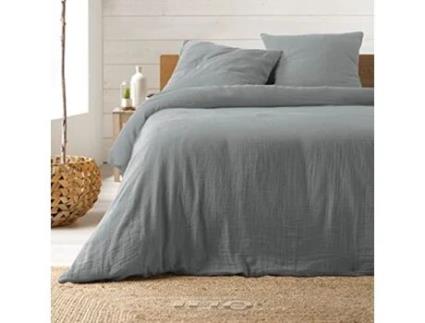 Conjunto de cama de gaze de algodão cinza 240 x 220 cm Promo Linge