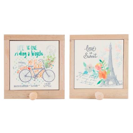 Bengaleiro  Madeira Cerâmica (2 pcs) (14 x 14 x 4 cm)