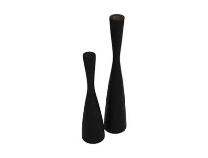 2 Castiçais de Teca Preta Ø8 X 32/ø8 X 42 Hsm Coleção
