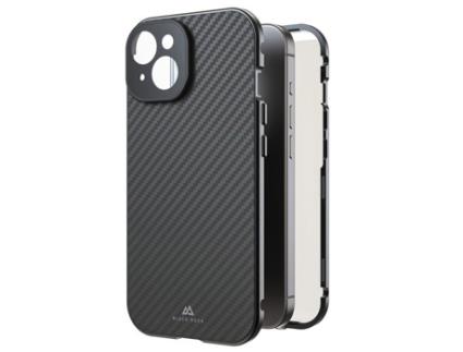 Skin Adesivo de Pedra Preta 00221252 Capa de Vidro 360° para Apple iPhone 15, Carbono Black Rock