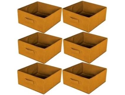 Caixas De Armazenamento Toilinux Conjunto De 6 Dobrável 30x30x15cm Amarelo Âmbar