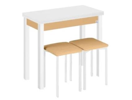 Pack Mesa de Cozinha com 2 Bancos Livro Deco Creme